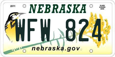NE license plate WFW824