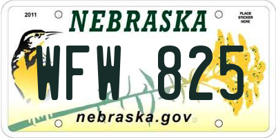 NE license plate WFW825