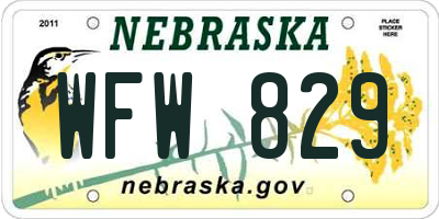 NE license plate WFW829
