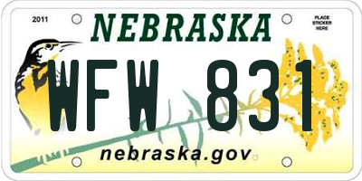 NE license plate WFW831
