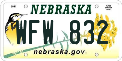 NE license plate WFW832