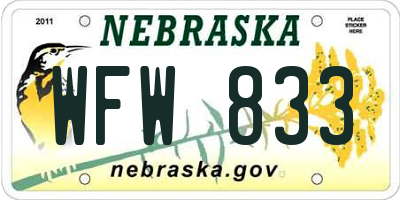 NE license plate WFW833