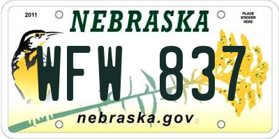 NE license plate WFW837