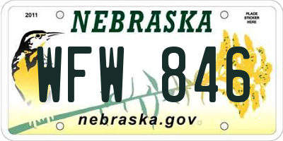 NE license plate WFW846