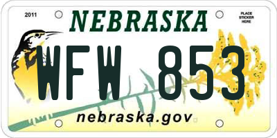 NE license plate WFW853