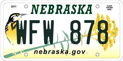 NE license plate WFW878