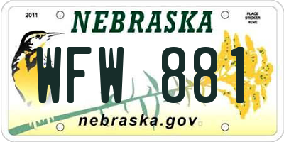 NE license plate WFW881