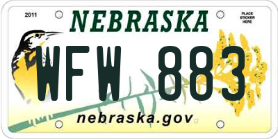 NE license plate WFW883