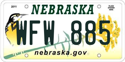 NE license plate WFW885
