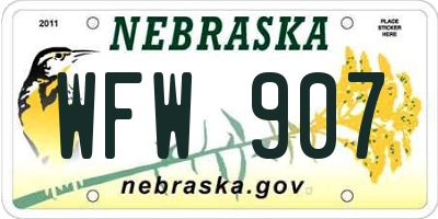 NE license plate WFW907