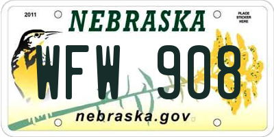 NE license plate WFW908