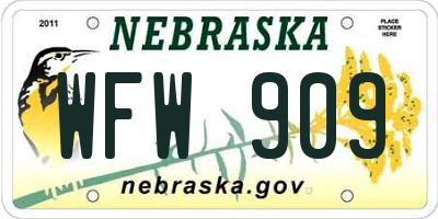 NE license plate WFW909