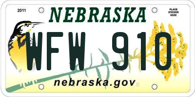 NE license plate WFW910