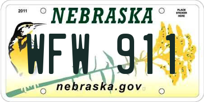 NE license plate WFW911