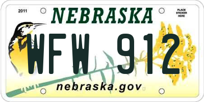 NE license plate WFW912