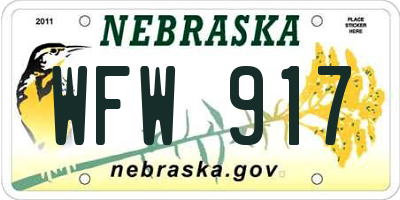 NE license plate WFW917