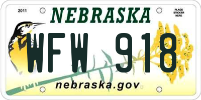 NE license plate WFW918