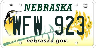 NE license plate WFW923