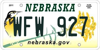 NE license plate WFW927