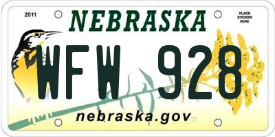 NE license plate WFW928