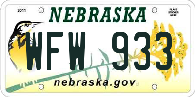 NE license plate WFW933
