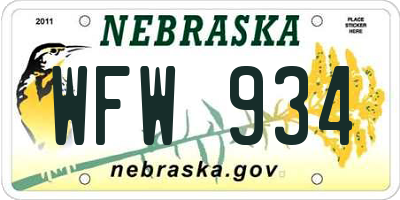 NE license plate WFW934