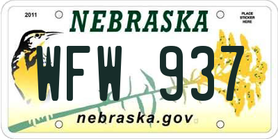 NE license plate WFW937