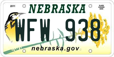 NE license plate WFW938