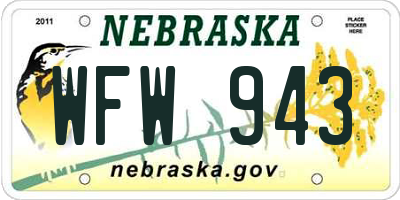 NE license plate WFW943