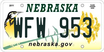 NE license plate WFW953
