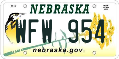 NE license plate WFW954