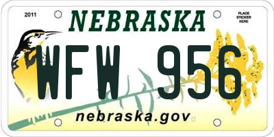 NE license plate WFW956