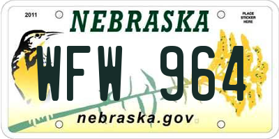 NE license plate WFW964