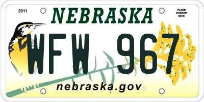 NE license plate WFW967
