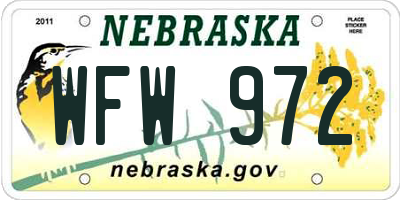NE license plate WFW972
