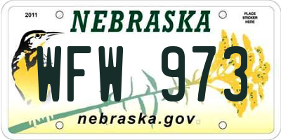 NE license plate WFW973
