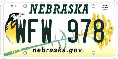 NE license plate WFW978