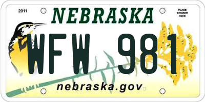 NE license plate WFW981