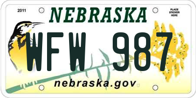 NE license plate WFW987