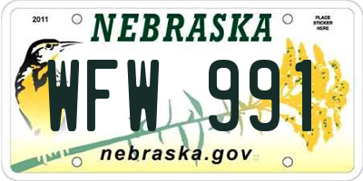 NE license plate WFW991