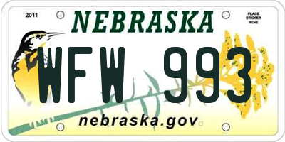 NE license plate WFW993