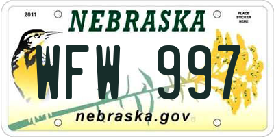 NE license plate WFW997