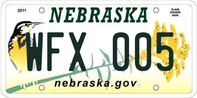 NE license plate WFX005