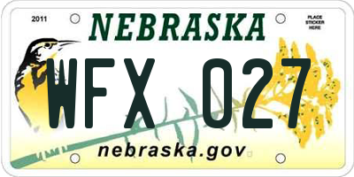 NE license plate WFX027