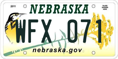 NE license plate WFX071