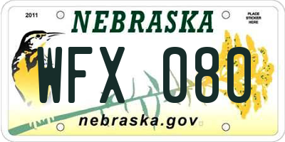 NE license plate WFX080