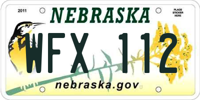 NE license plate WFX112