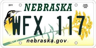 NE license plate WFX117