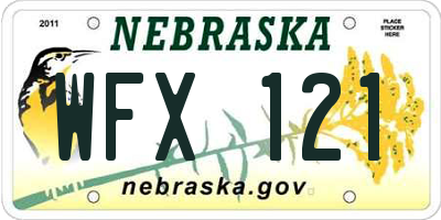 NE license plate WFX121