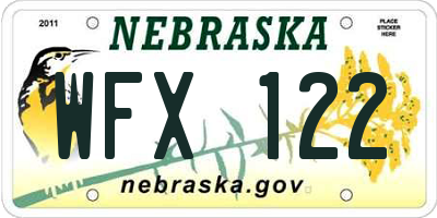 NE license plate WFX122